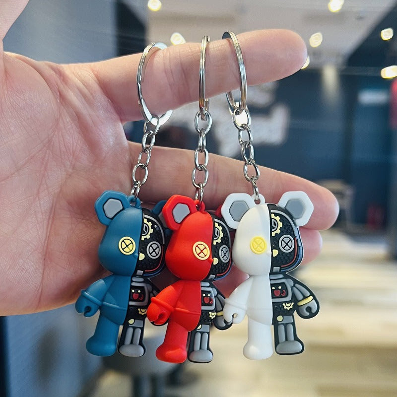 Wholesale of Cartoon Half-Section Mechanical Bear Keychains 3D Violent Bear Backpack Charms Car Key Rings Small Gifts M.72