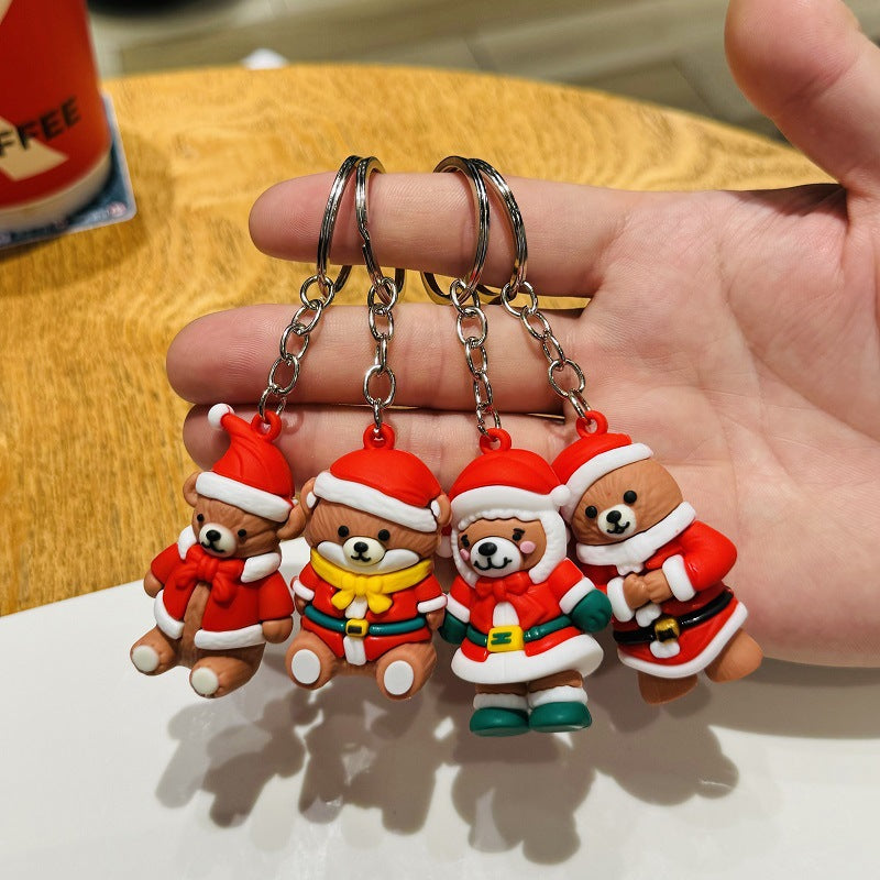 Christmas Keychains Cartoon Bear Bag Charms Small Gifts for Christmas Events Kindergarten Children's Prizes & Mall Promotions M.72