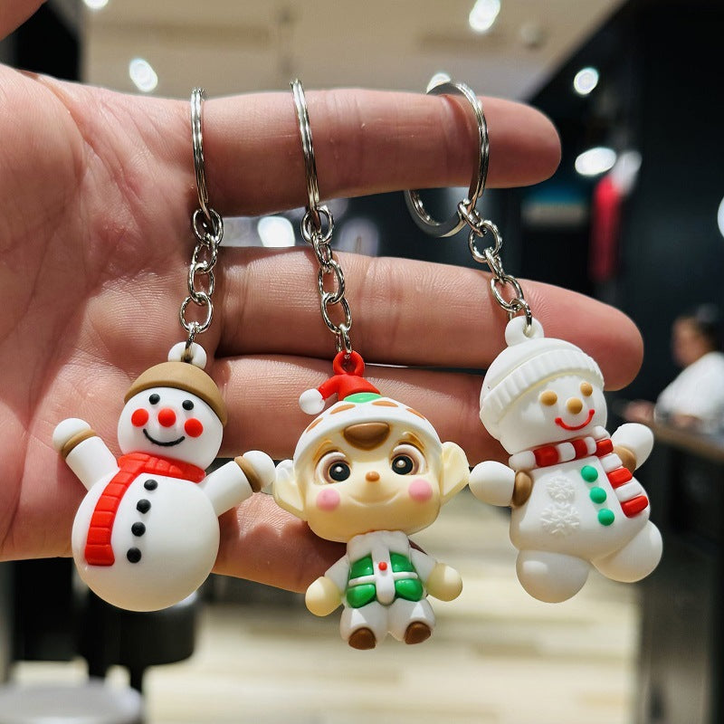 Creative Cartoon Santa Claus Keychain 3D Doll Bag Charm Small Christmas Gift for Kindergarten Children M.72