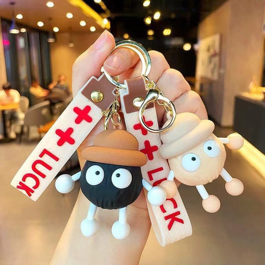 Wholesale of Cute Cartoon Long-Legged Little Coal Ball Keychains Car Key Rings Schoolbag Charms for Boys & Girls Couple Small Gifts M.72
