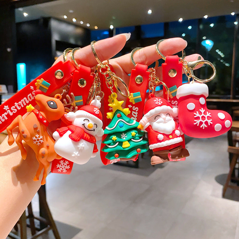 Wholesale of Cross-Border Santa Claus Keychains Cute Cartoon Snowman Figurine Pendants Schoolbag Gifts for Students M.72