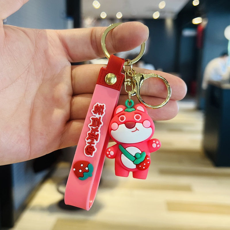 Cartoon Bear Keychains 3D PVC Soft Rubber Figurines Car Key Chains Creative Bag Charms Event Gifts M.72