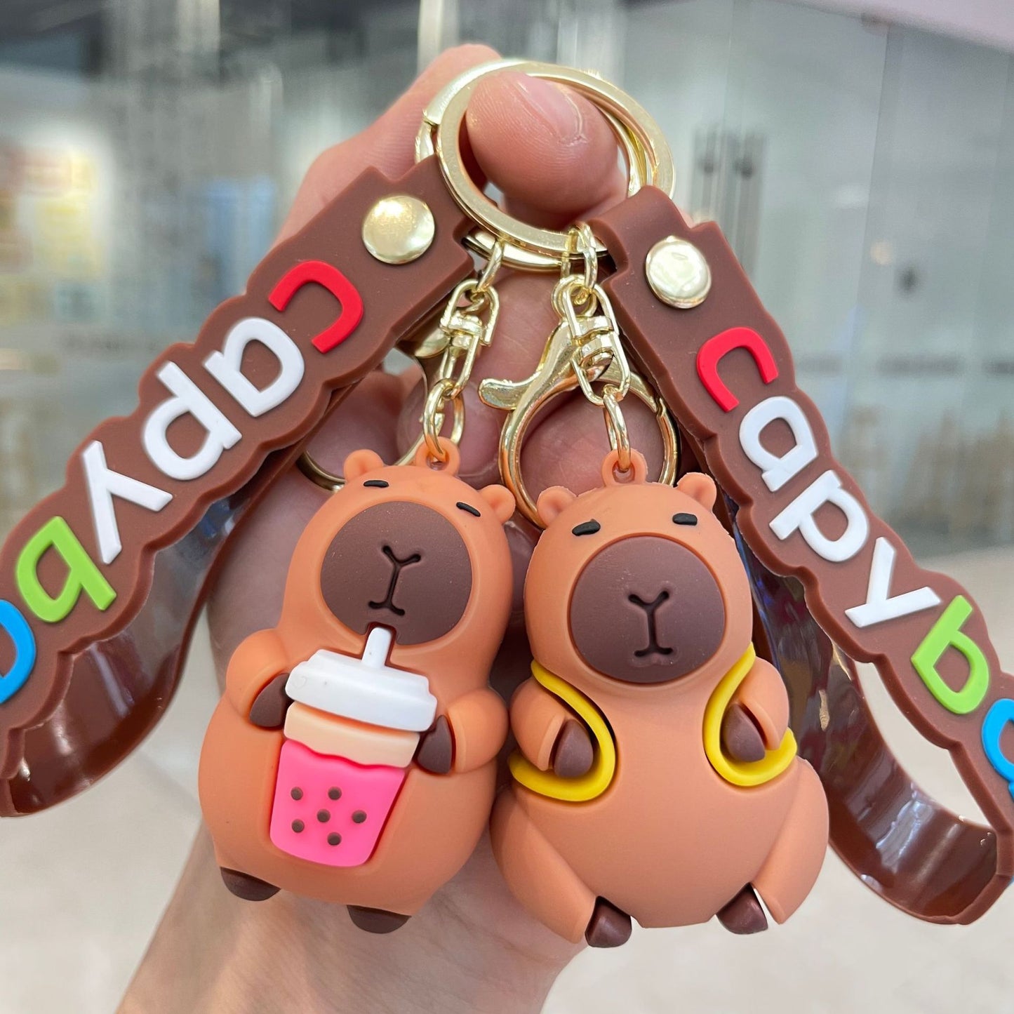 Cute Capybara Keychains Bag Charms Viral Capybara Figurine Key Rings Claw Machine Supplies (Wholesale) M.72