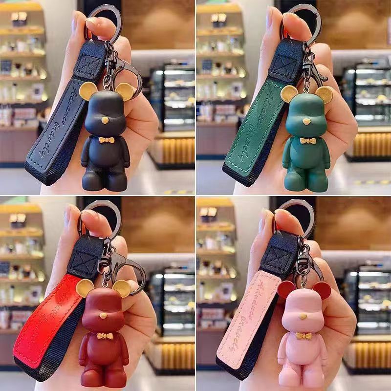 Creative Nordic-Style Violent Bear & Bow-Tie Bear Keychains Car Key Pendants Couple-Friendly Bag Accessories for Men & Women Small Ornaments M.72