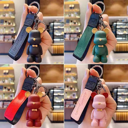 Creative Nordic-Style Violent Bear & Bow-Tie Bear Keychains Car Key Pendants Couple-Friendly Bag Accessories for Men & Women Small Ornaments M.72