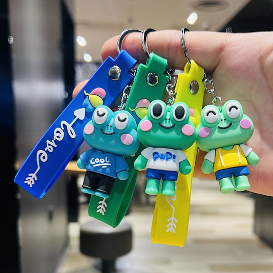 Cartoon Big-Eyed Frog Keychain 3D Doll Car Key Ring Accessory Couple Bag Charm Children's Gift M.72