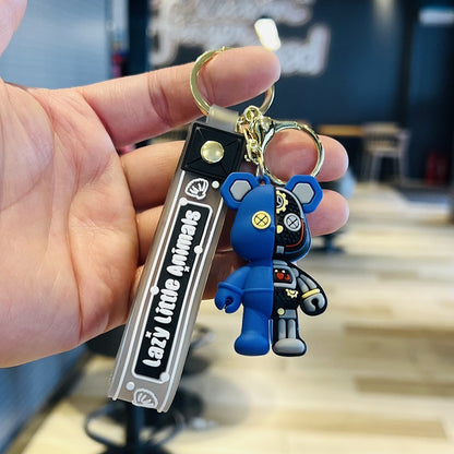 Mechanical Bear Keychain with Lobster Clasp and Leather Cord M.72