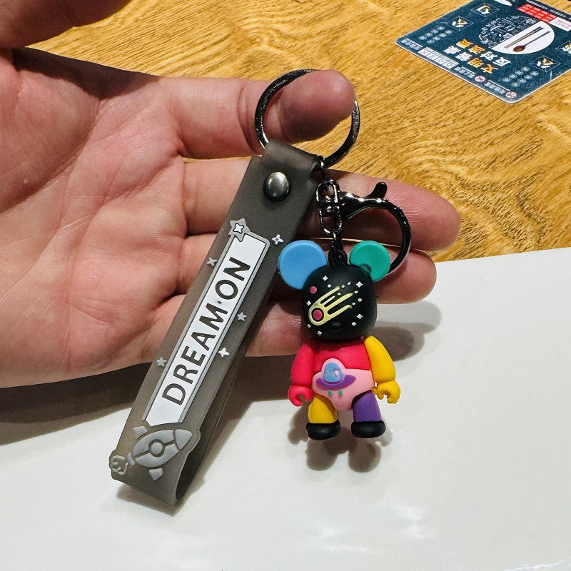 Internet-Famous Colorful Violent Bear Keychain 3D Soft Gel Doll Bear-shaped Bag Charm Car Keychain Small Gift M.72