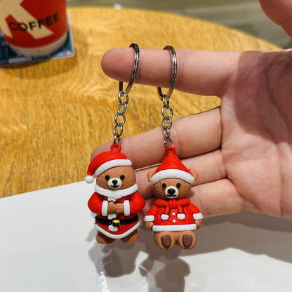 Christmas Keychains Cartoon Bear Bag Charms Small Gifts for Christmas Events Kindergarten Children's Prizes & Mall Promotions M.72