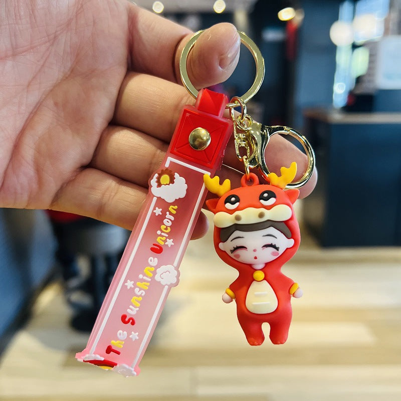 Wholesale Cartoon Twelve - Zodiac Car Keychains for Girls, Cute Little Snake Doll Bag Charms & Key Rings as Small Gifts M.72