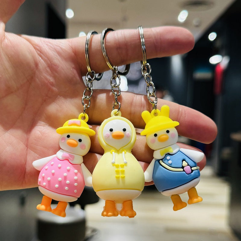 Wholesale of Cute Little Yellow Duck Keychains 3D Doll Schoolbag Charms Car Key Rings & Pendants Activity Small Gifts M.72