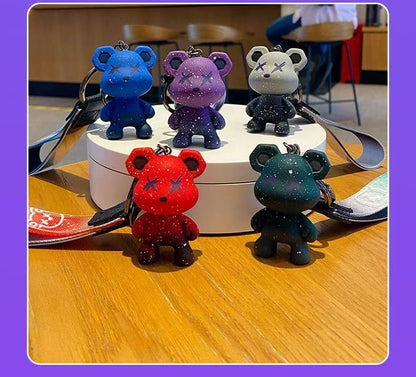 Wholesale of Cartoon Starry Sky Chameleon Violent Bear Keychains Pendants Car Key Rings Backpack Charms for Men & Women Fashion Accessories M.72