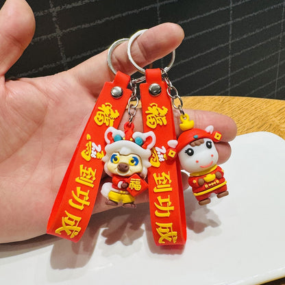2026 New-Style Year of the Horse Plush Charm Keychain Festive Lucky Horse Wealth-Attracting Car Key Ring Small Event Gift M.72