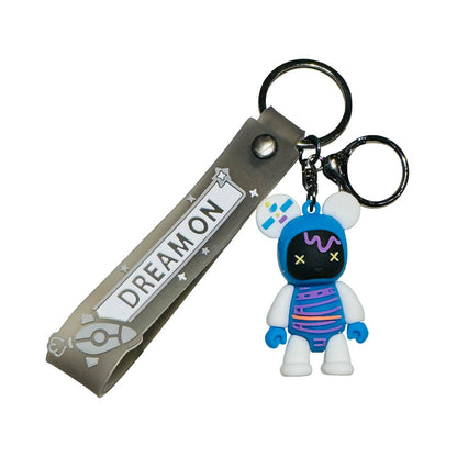 Internet-Famous Colorful Violent Bear Keychain 3D Soft Gel Doll Bear-shaped Bag Charm Car Keychain Small Gift M.72