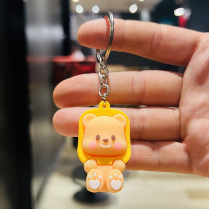 Cartoon Butter Bear Keychain 3D Soft Rubber Doll Schoolbag Charm Small Gift for Insurance Company & Mall Events M.72