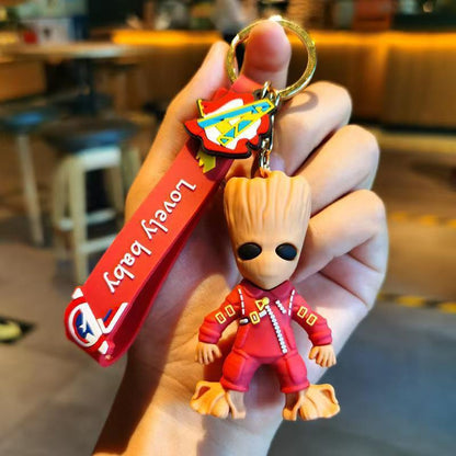 Cartoon Keychains Cute Groot Figurines Exquisite Raccoon Dolls Car Key Rings Bag Charms Fashion Accessories M.72