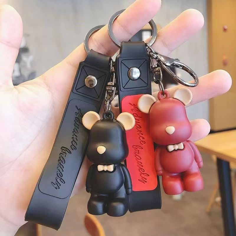 Creative Nordic-Style Violent Bear & Bow-Tie Bear Keychains Car Key Pendants Couple-Friendly Bag Accessories for Men & Women Small Ornaments M.72