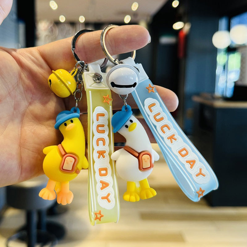 Wholesale of Cartoon Tilt-Neck Duck Keychains Cute Duck Doll Bag Charms Car Key Rings Activity Small Gifts M.72