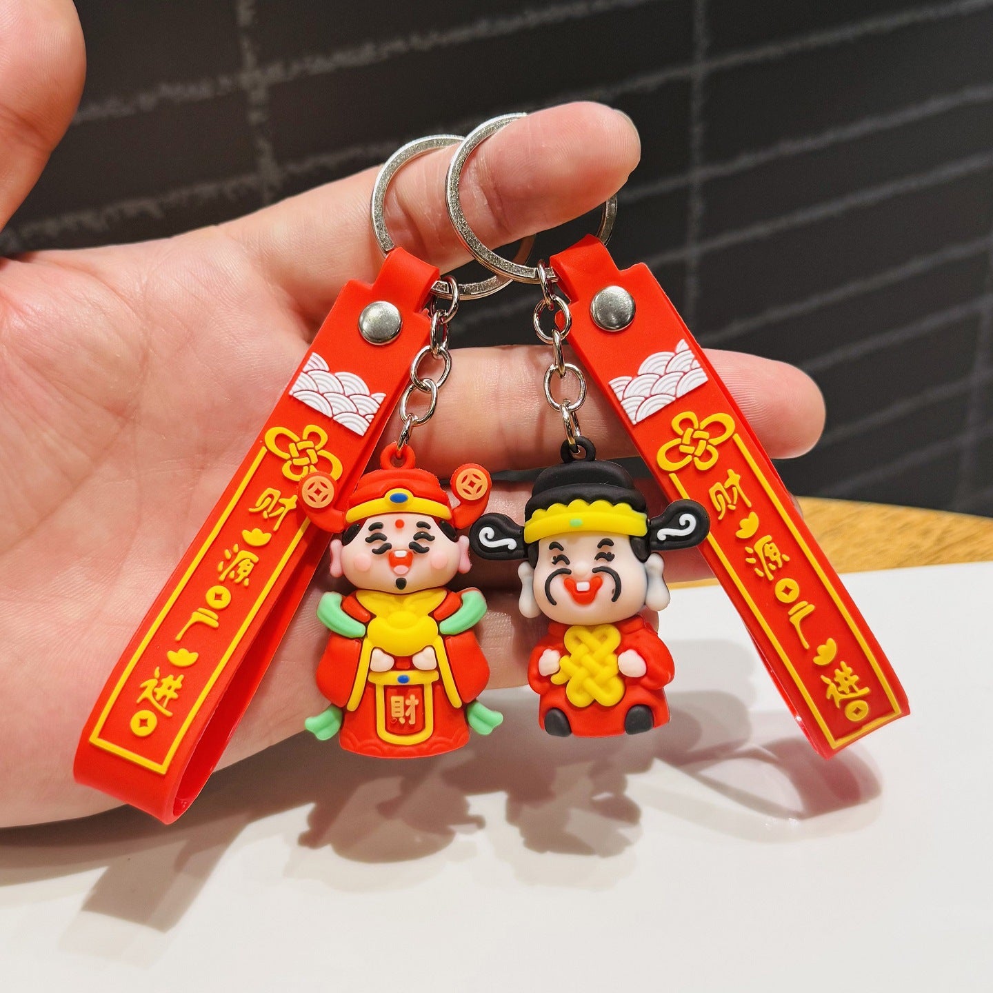 Wholesale of Festive God of Wealth Keychains Bag Pendants for Abundant Wealth Car Key Rings Small Gifts for New Year and New Year's Day M.72