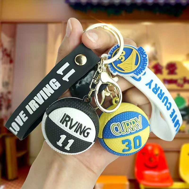 Wholesale of Creative 3D Basketball Keychains Replica Star-Player-Style Cartoon Pendants Car Key Rings Schoolbag Charms M.72