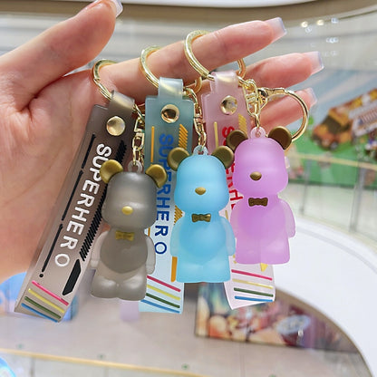 Wholesale of Internet-Famous Cartoon Crystal Bear Keychains Violent Bear Pendants Couple-Friendly Bag & Car Charms Stall Gifts M.72