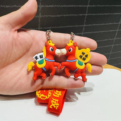 Year of the Horse Keychain, Festive Fortune-Attracting & Blessing-Embracing Horse Doll Bag Charm Gift for New Year's Day Mall & Corporate Event Promotion M.72