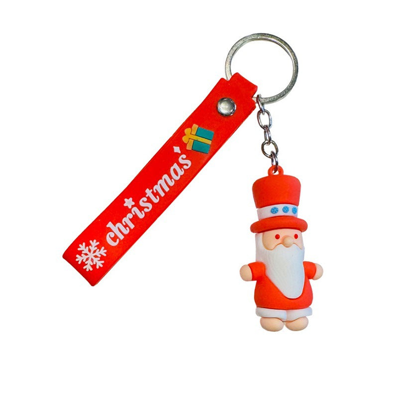 Santa Claus & Snowman Keychains 3D Soft Rubber Figurine Bag Charms Small Christmas Gifts for Children M.72