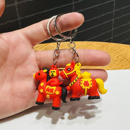 holesale of New Year Horse Keychains Chinese Zodiac Horse Doll Backpack Charms Car Key Rings Gifts for New Year's Day & Spring Festival Events M.72