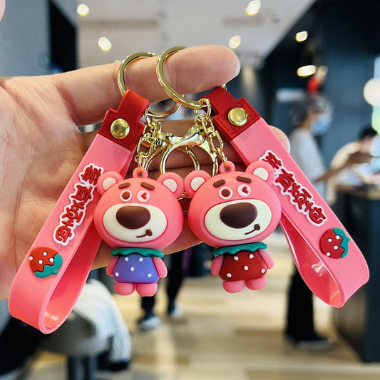 Wholesale of Creative Cartoon Bear Keychains PVC Soft Gel Doll Charms Car Key Rings Activity Gifts M.72