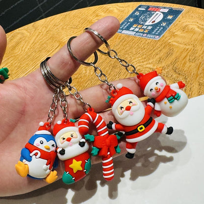 Creative Christmas Keychains 3D Santa Claus Figurines Schoolbag Charms Gifts for Company & Mall Events on Christmas Eve M.72