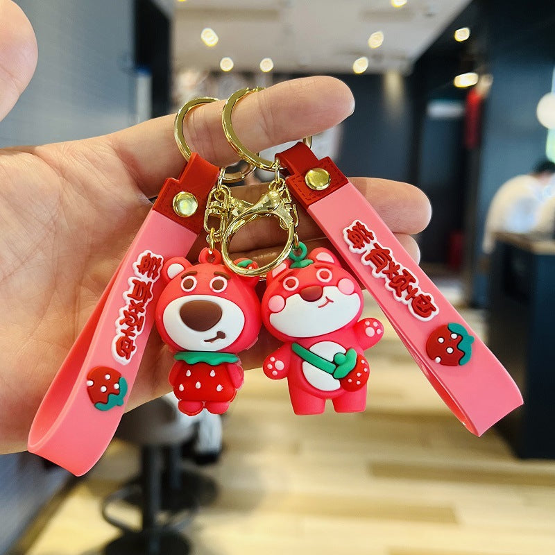 Cartoon Bear Keychains 3D PVC Soft Rubber Figurines Car Key Chains Creative Bag Charms Event Gifts M.72