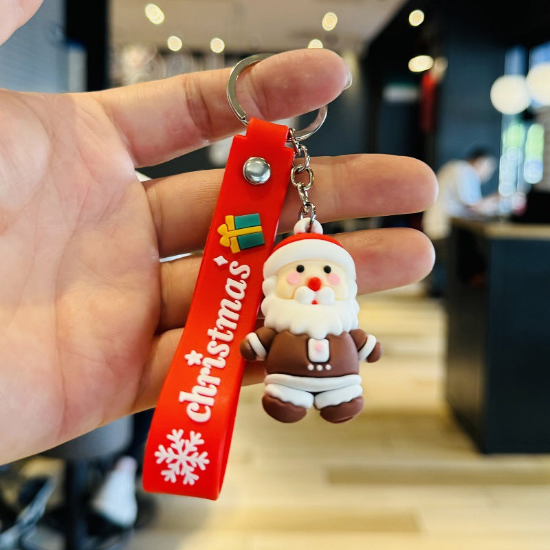 Santa Claus & Snowman Keychains 3D Soft Rubber Figurine Bag Charms Small Christmas Gifts for Children M.72