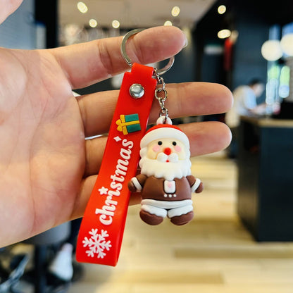 Santa Claus & Snowman Keychains 3D Soft Rubber Figurine Bag Charms Small Christmas Gifts for Children M.72