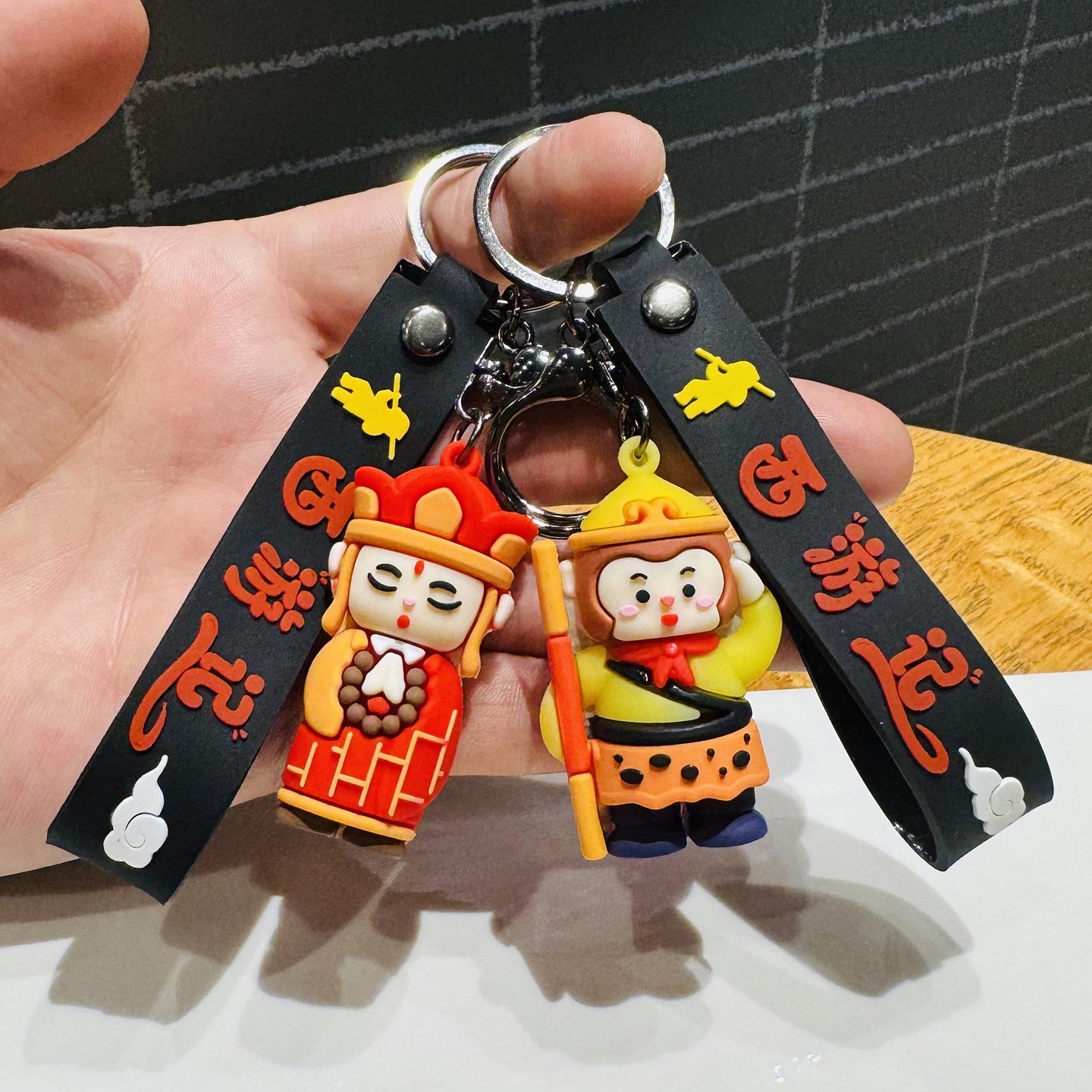 Wholesale of Classic Cartoon Journey to the West Character Keychains 3D Zhu Bajie & Sun Wukong Doll Bag Charms Activity Gifts M.72