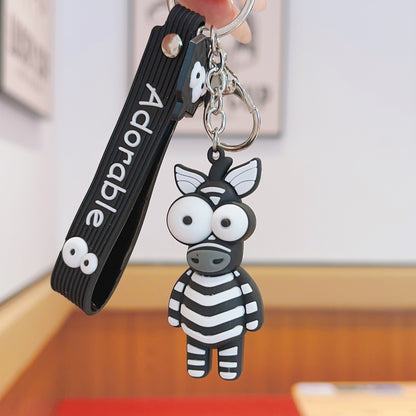 Cartoon Pop-Eye Giraffe Keychains Funny Ugly-Cute Animal Key Rings Trendy Gift Key Chain Charms M.72