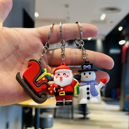 Wholesale of Christmas Small Gifts Santa Claus & Snowman Pendant Keychains 3D Figurines Car Key Rings Small Presents M.72