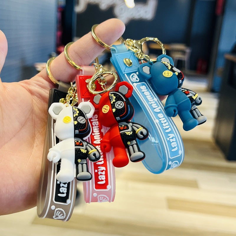 Mechanical Bear Keychain with Lobster Clasp and Leather Cord M.72