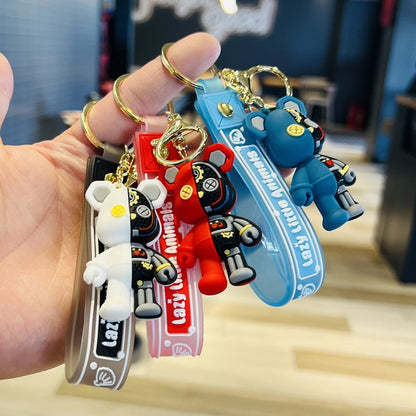 Mechanical Bear Keychain with Lobster Clasp and Leather Cord M.72