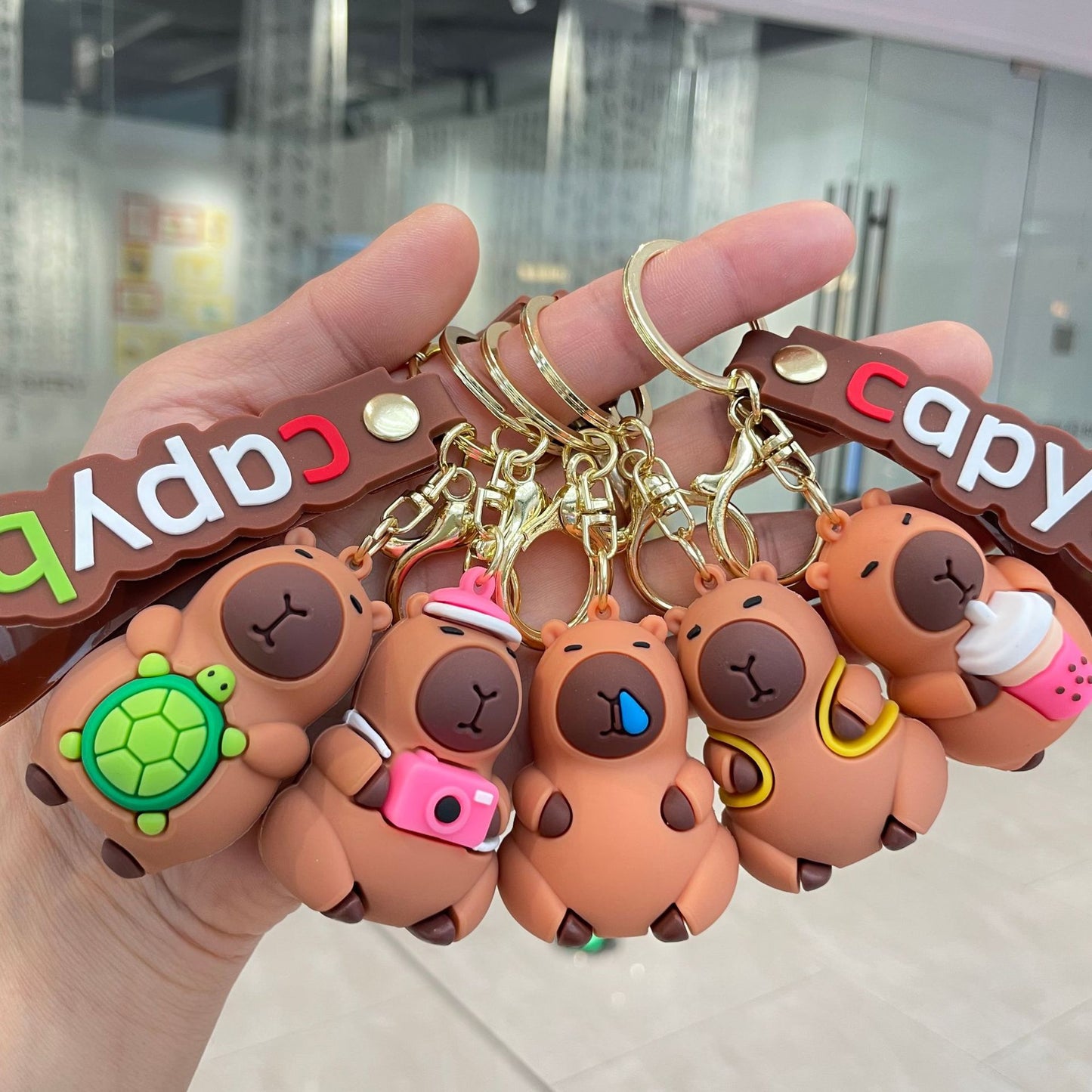 Cute Capybara Keychains Bag Charms Viral Capybara Figurine Key Rings Claw Machine Supplies (Wholesale) M.72