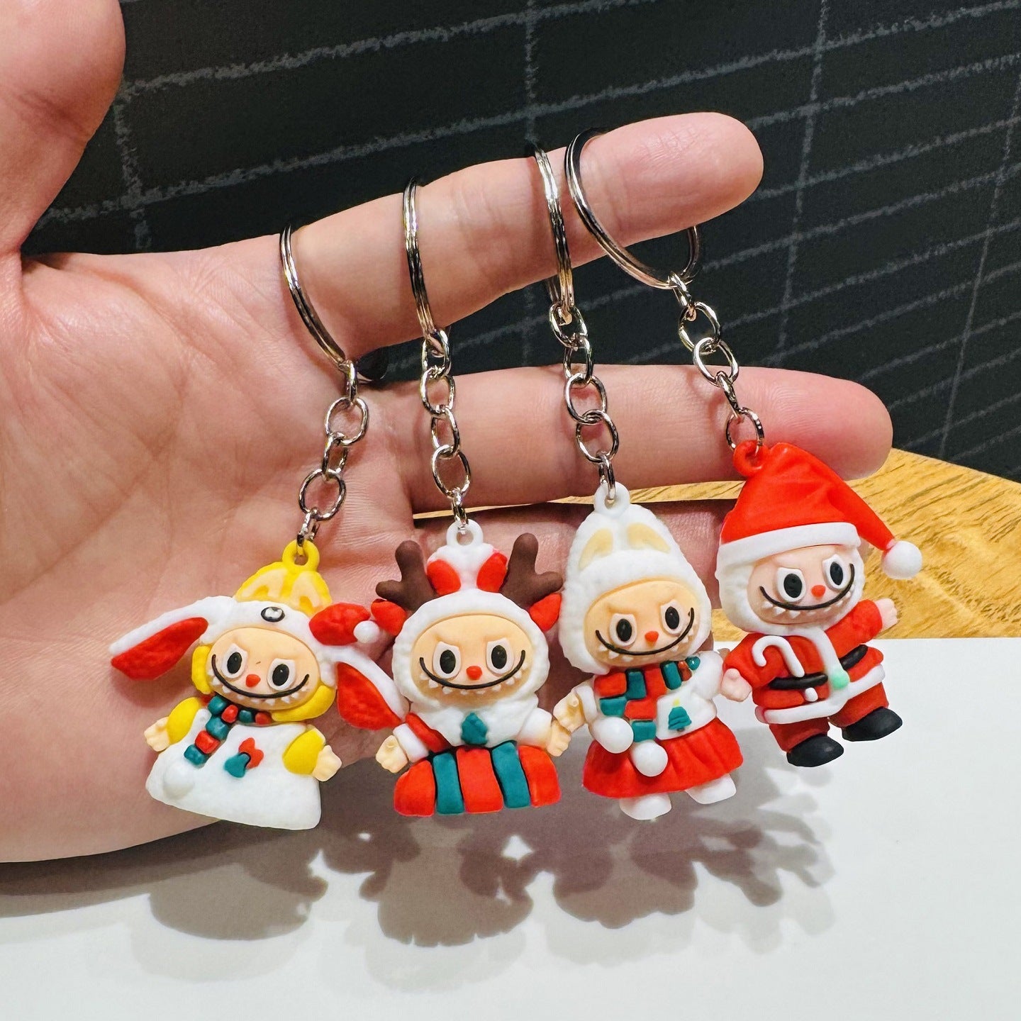 Christmas Little Sheep Keychain 3D Doll Labubu Bag Charm Small Gift for Christmas Eve & Christmas Events M.72