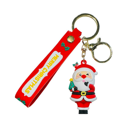 Christmas Keychain PVC Soft Gel Doll Bag Charm Car Key Ring Small Gift for Christmas & Christmas Eve Events M.72