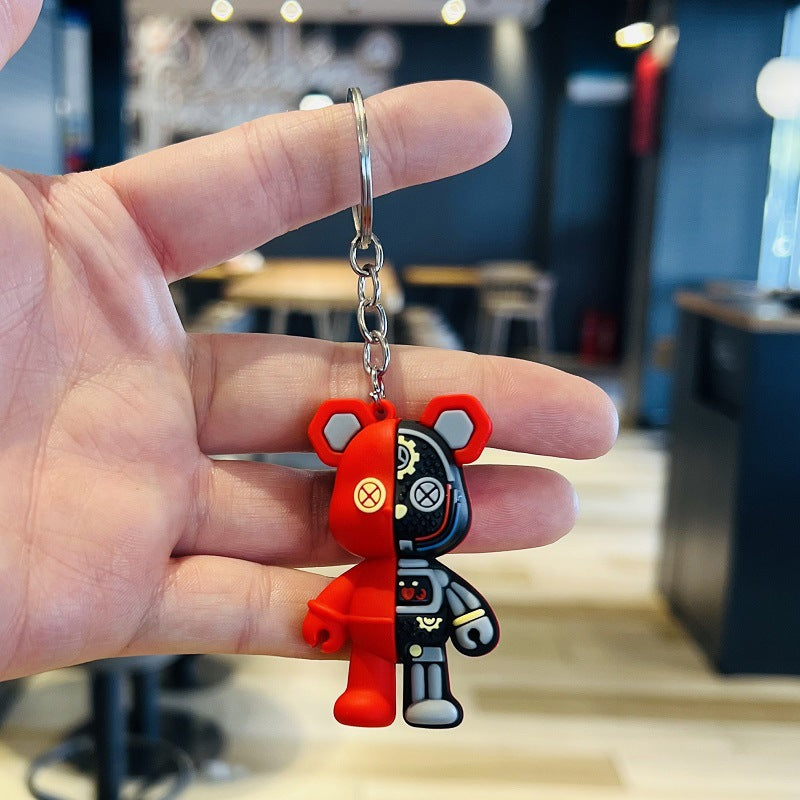 Wholesale of Cartoon Half-Section Mechanical Bear Keychains 3D Violent Bear Backpack Charms Car Key Rings Small Gifts M.72