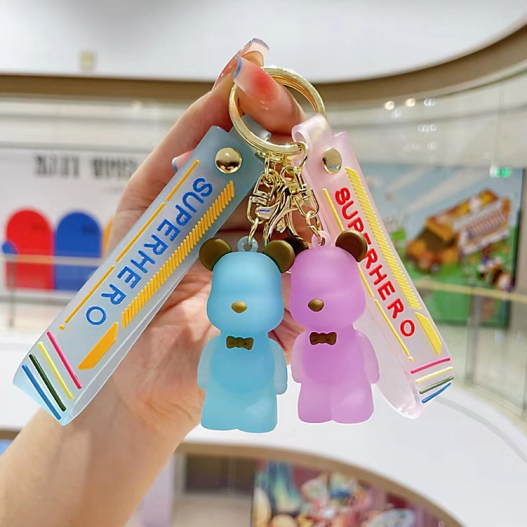 Wholesale of Internet-Famous Cartoon Crystal Bear Keychains Violent Bear Pendants Couple-Friendly Bag & Car Charms Stall Gifts M.72