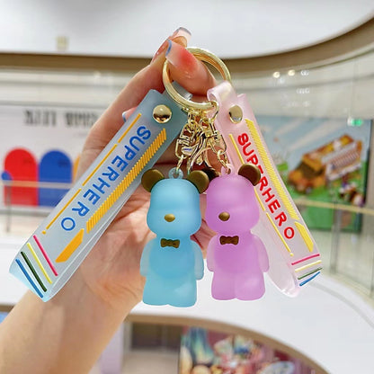 Wholesale of Internet-Famous Cartoon Crystal Bear Keychains Violent Bear Pendants Couple-Friendly Bag & Car Charms Stall Gifts M.72