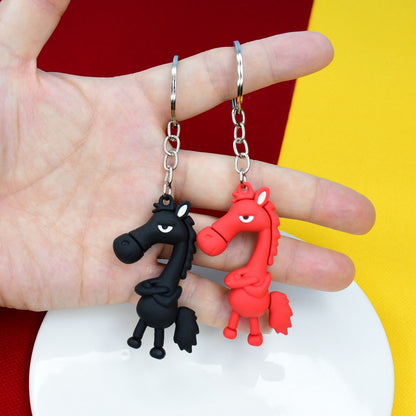 Viral Hit Cool-Styled Horse Keychain 3D Doll Year of the Horse Mascot Charm Car Key Ring Wholesale Gift M.72