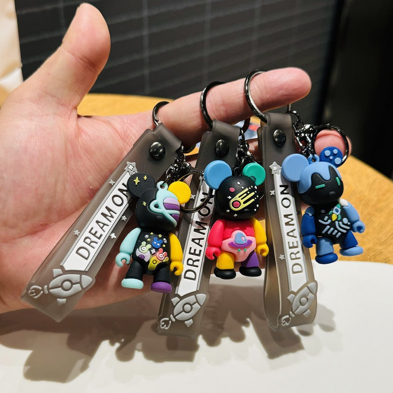 Internet-Famous Colorful Violent Bear Keychain 3D Soft Gel Doll Bear-shaped Bag Charm Car Keychain Small Gift M.72