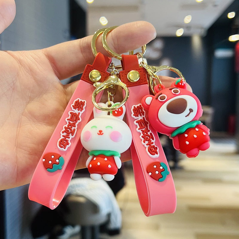 Cartoon Bear Keychains 3D PVC Soft Rubber Figurines Car Key Chains Creative Bag Charms Event Gifts M.72