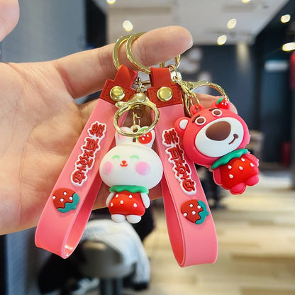 Cartoon Bear Keychains 3D PVC Soft Rubber Figurines Car Key Chains Creative Bag Charms Event Gifts M.72