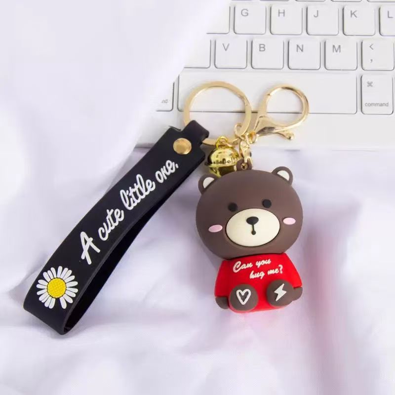 Wholesale of Cartoon Brown Bear Keychains Internet-Famous Bear Pendants Couple-Friendly Bag & Car Charms Stall Small Gifts M.72