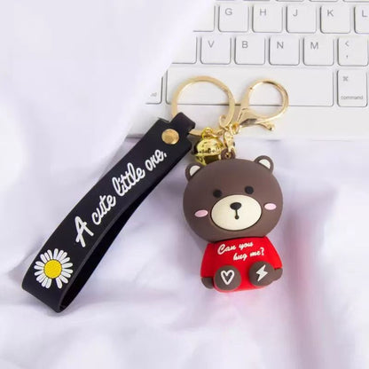 Wholesale of Cartoon Brown Bear Keychains Internet-Famous Bear Pendants Couple-Friendly Bag & Car Charms Stall Small Gifts M.72